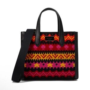 NWT Kate Spade New York Manhattan Carnival Fair Isle Sweater Knit Small Tote